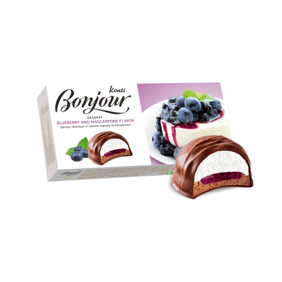 Десерт Bonjour KONTI со вкусом черники и маскарпоне 232г